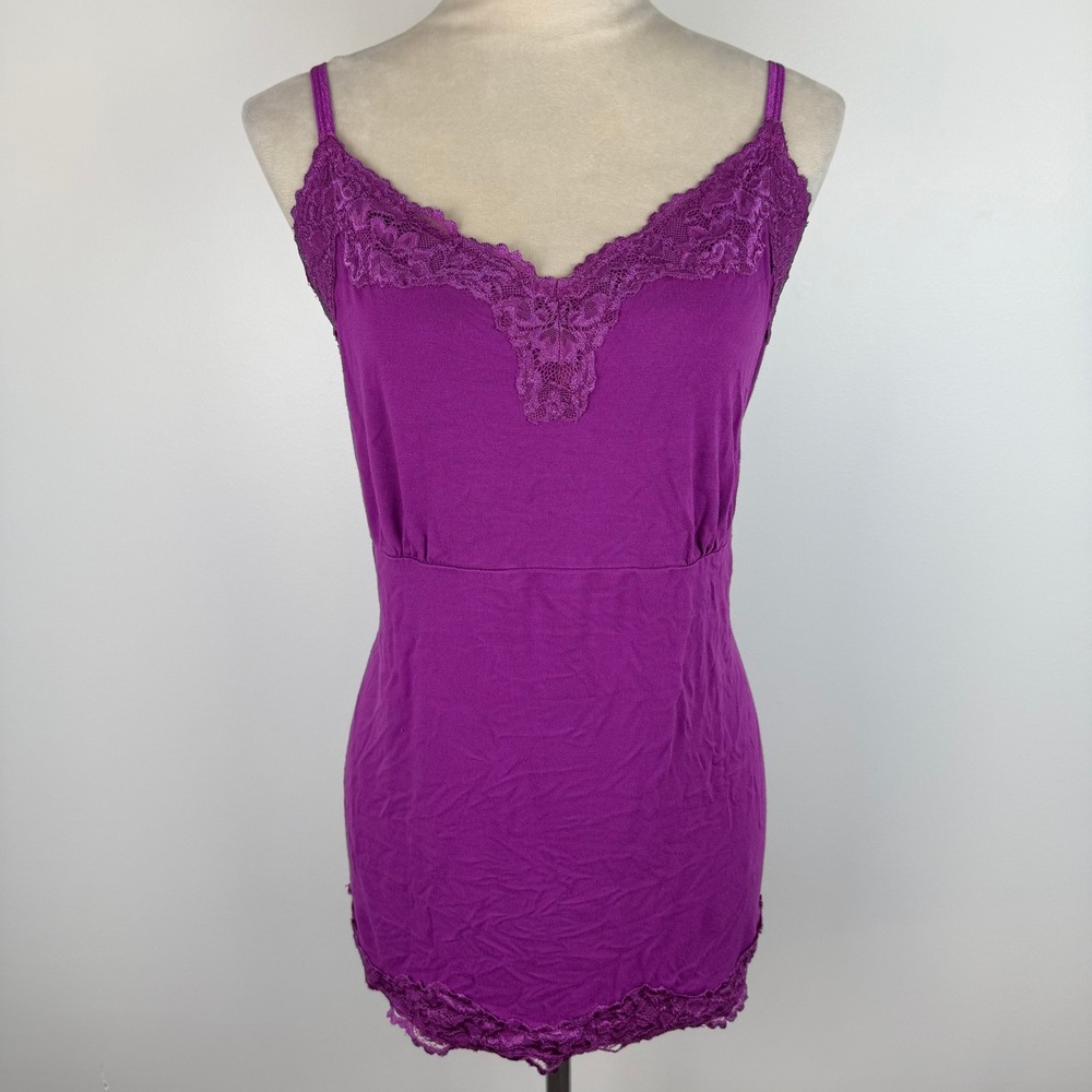 Lane Bryant Purple Lace Trim Camisole Tank Top Adjustable Plus Size 18/20W VNeck